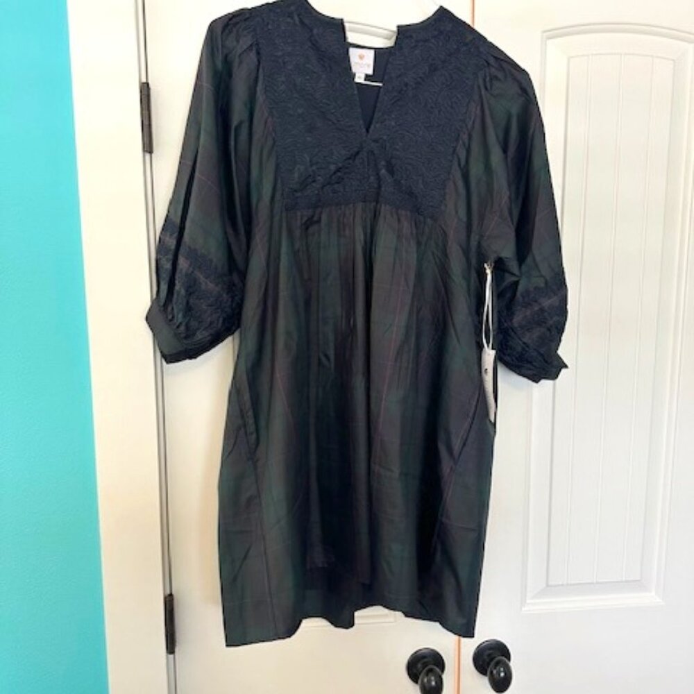 Katrina J Marie Collections NWT Embroidered Plaid Dress